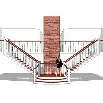 现代楼梯草图大师模型，楼梯sketchup模型下载
