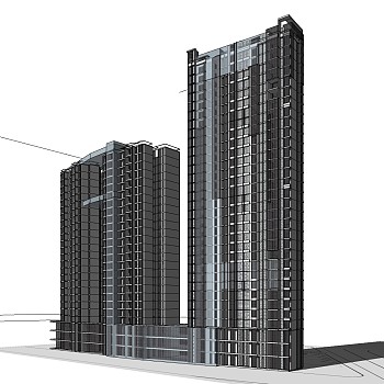 现代高层办公楼草图大师模型，高层办公楼sketchup模型免费下载