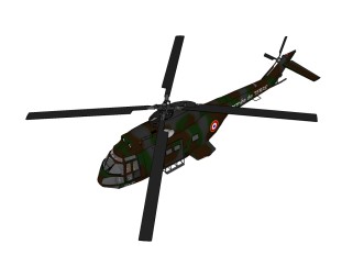 现代SA330美洲狮直升机su模型下载，直升机草图大师模型