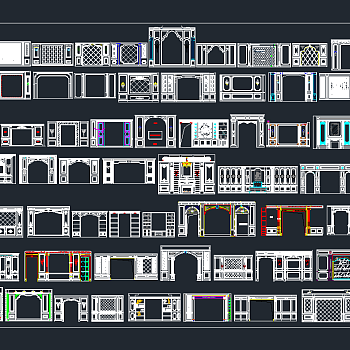 背景墙cad立面合集65款，背景墙CAD建筑图纸下载