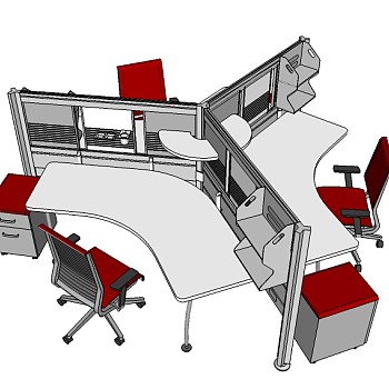 代办公桌草图大师模型，办公桌sketchup模型下载