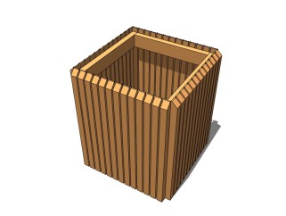 现代简约木制垃圾箱SU模型下载，垃圾桶草图大师模型