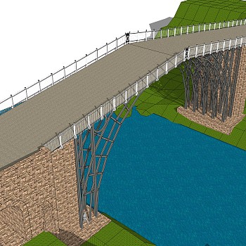 现代桥梁草图大师模型下载，sketchup桥梁su模型分享