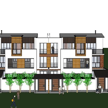 现代独栋私人别墅草图大师模型下载，独栋别墅sketchup模型