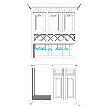 现代简约酒柜草图大师模型，酒柜su模型下载