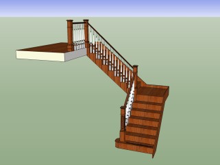 新中式楼梯草图大师模型，楼梯sketchup模型下载