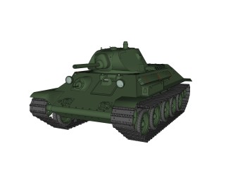 苏联T-34中型坦克草图大师模型，中型坦克su模型下载