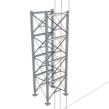 钢管脚手架草图大师模型，脚手架SU模型下载