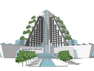 现代酒店草图大师模型，酒店sketchup模型免费下载