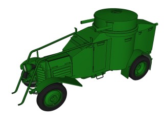 意大利蓝旗亚IZM装甲车草图大师模型，装甲车SU模型下载