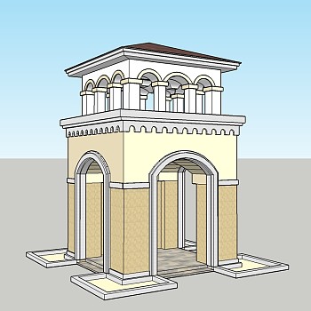 欧式凉亭草图大师模型，凉亭sketchup模型