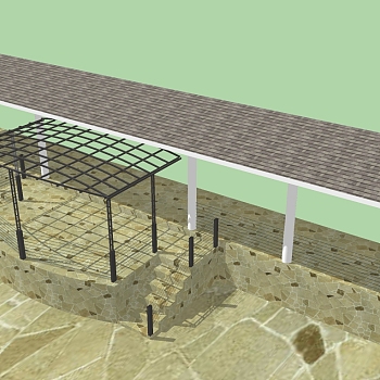 现代简约廊架草图大师模型，廊架sketchup模型下载