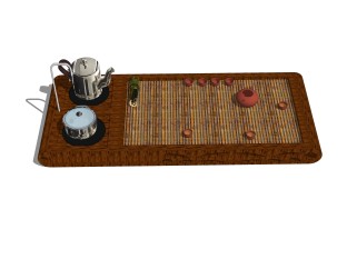中式茶盘茶具草图大师模型，茶具su模型下载