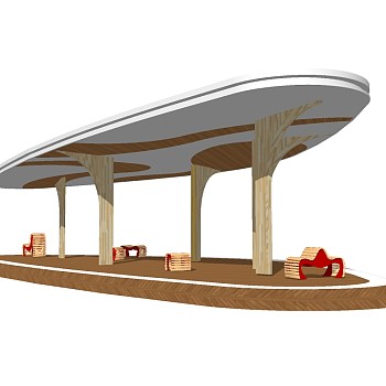 现代造型廊架草图大师模型，造型廊架sketchup模型下载