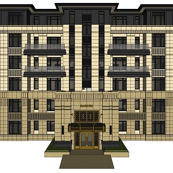 欧式商务建筑会所，sketchup建筑模型免费下载