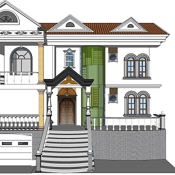 欧式别墅su模型下载、欧式别墅草图大师模型下载