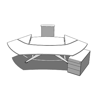   现代 简约办公桌草图大师模型，办公桌sketchup模型下载