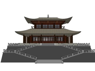 中式城楼楼阁免费su模型下载、城楼楼阁草图大师模型下载