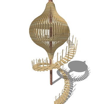 现代树屋小木屋草图大师模型，树屋小木屋sketchup模型免费下载