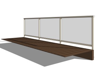 现代玻璃护栏免费su模型，栏杆sketchup模型下载