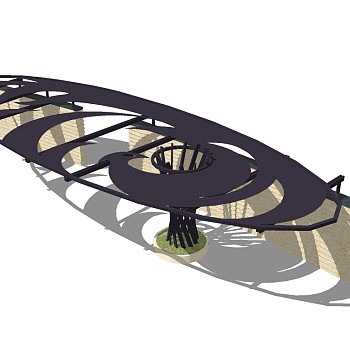 现代造型廊架草图大师模型，造型廊架sketchup模型下载