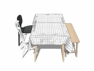 北欧餐桌椅su模型，餐桌椅草图大师模型下载