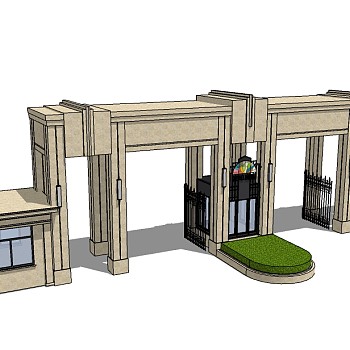欧式入口大门草图大师模型免费下载，入口大门skb模型分享