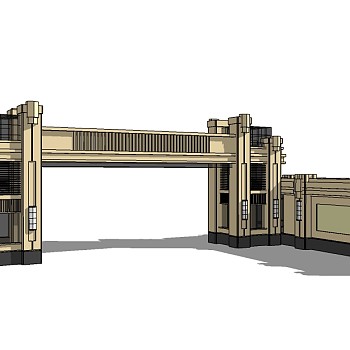 欧式入口大门草图大师模型下载，入口大门sketchup模型