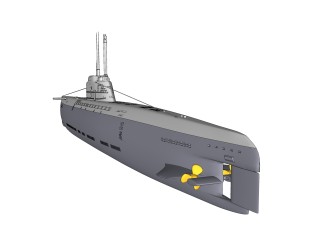 德国U型潜艇sketchup模型，U型潜艇草图大师模型下载