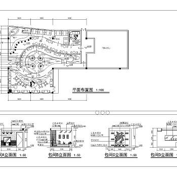 优雅型咖啡厅内部装修方案CAD图纸下载