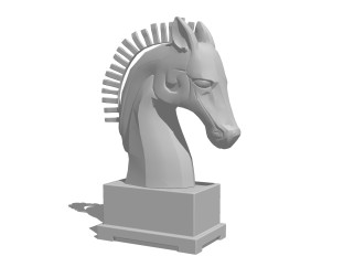 现代马头雕塑su模型,摆件草图大师模型下载