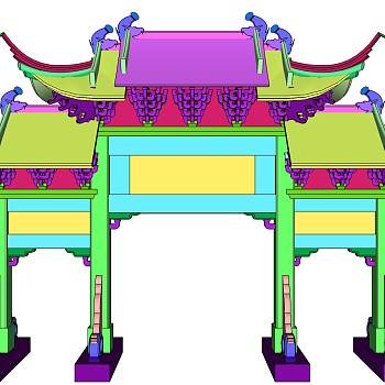 牌坊草图大师模型下载、牌坊su模型下载