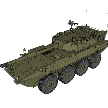 意大利B1逊陶罗8×8坦克草图大师模型，坦克SU模型下载