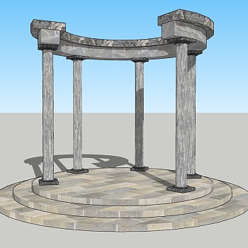 现代大理石廊架草图大师模型，大理石廊架sketchup模型下载