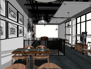简约风格咖啡店草图大师模型，咖啡店sketchup模型下载