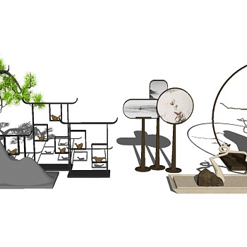 新中式饰品摆件组合skb模型分享，饰品摆件su模型下载