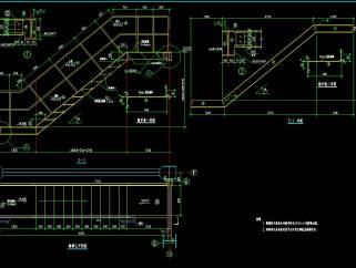 某钢框架中钢结构楼梯结构设计施工图集，楼梯钢结构工程设计图下载