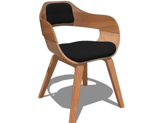 现代实木单椅草图大师模型，单椅sketchup模型下载
