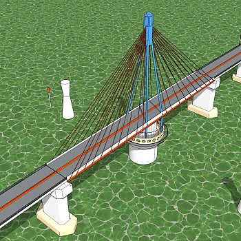 悬索桥设计草图大师模型下载，sketchup悬索桥su模型分享