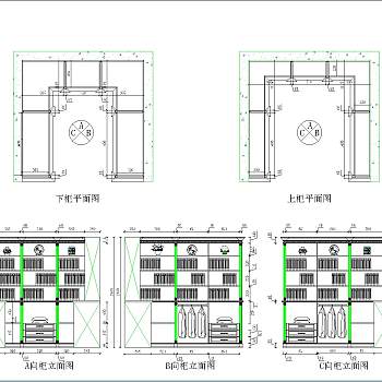 一套书柜兼衣柜CAD图纸下载