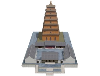 唐朝建筑SU模型，唐朝建筑SKP模型下载