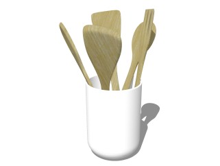 现代勺子草图大师模型，竹制品su模型下载
