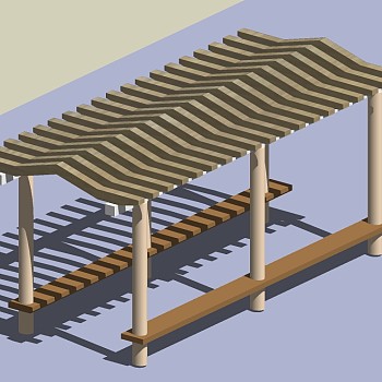 现代简约景观廊架草图大师模型，景观廊架sketchup模型下载