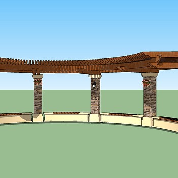 欧式廊架草图大师模型，廊架sketchup模型下载