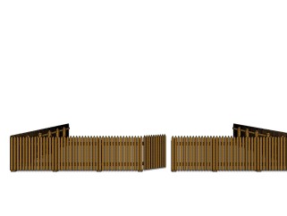 中式木质篱笆木珊栏su模型下载、木质篱笆木珊栏草图大师模型下载