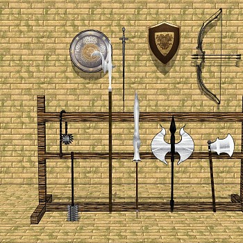 冷兵器组合sketchup模型下载，冷兵器skb模型分享