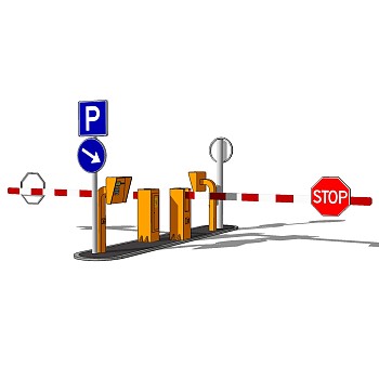 现代车行道闸SU模型，车行道闸SKP模型下载