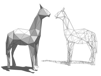 现代动物狍子雕塑su模型,摆件草图大师模型下载