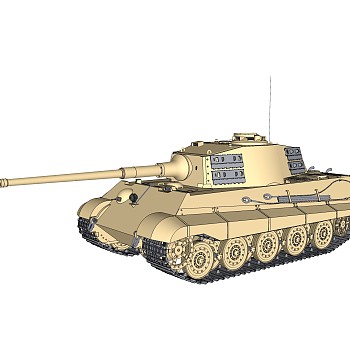 德国六号Tiger-II虎王重型坦克su模型，坦克草图大师模型下载