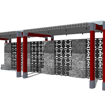 新中式造型廊架草图大师模型，造型廊架sketchup模型下载